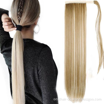 Onst Ponytail Straight Long In synthetic Hair Ponytails 613 Wrap Around Clip In Ponytail Hair Extensions Pony Tail Fake Hair